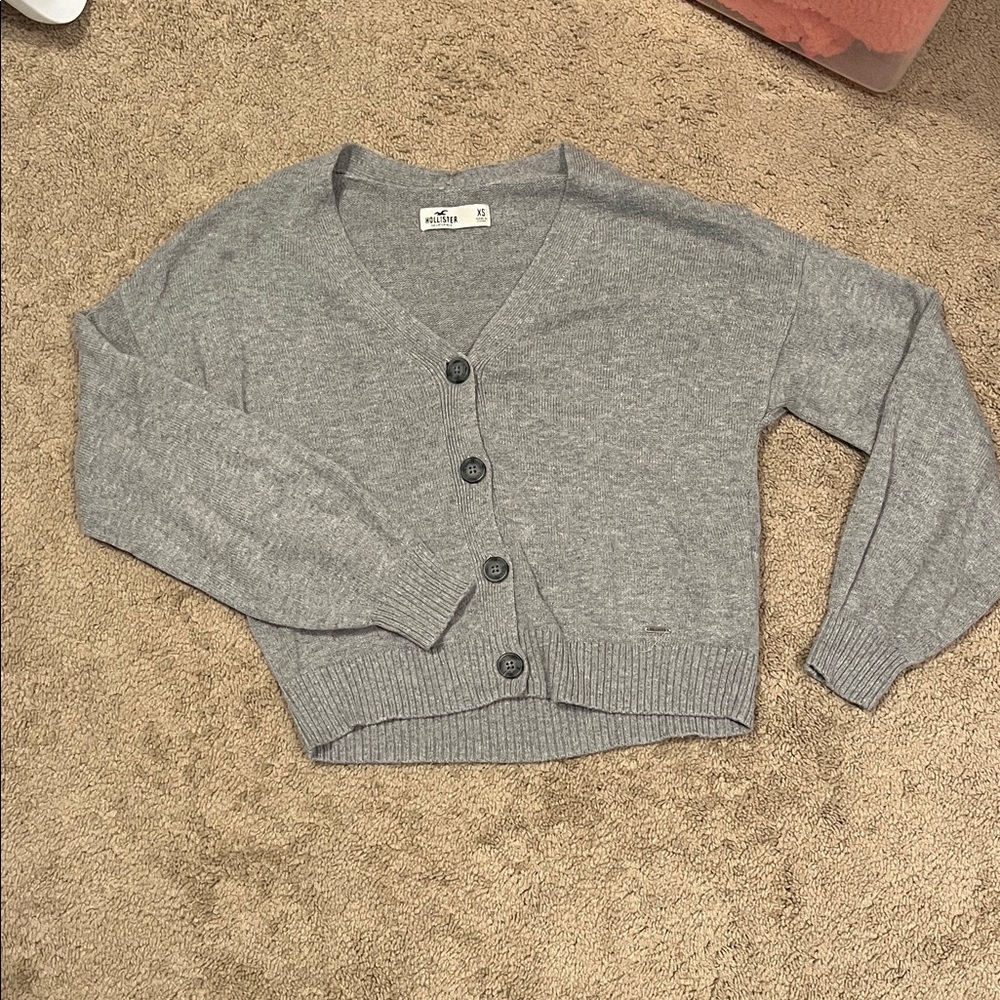Hollister Gray Button-Up Cardigan